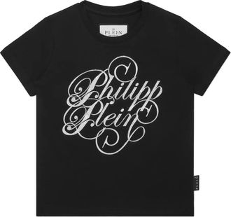 Philipp Plein Coursive T-Shirt - kids - Cotton/Glass Fiber - 10 yrs - Black