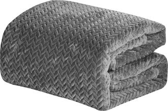 Luxury Home Braided Chevron Microplush Blanket in Gray at Nordstrom Rack, Size Twin