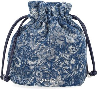Ganni Womens Denim Tapestry Bag Organic Cotton Handbags Hand