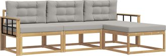 vidaXL Conjunto De Sof&aacute;s De Exterior 4 Uds. Blanco Y Gris Claro Vidaxl