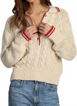 Dylan Charlotte Cable Button Sweater In Natural