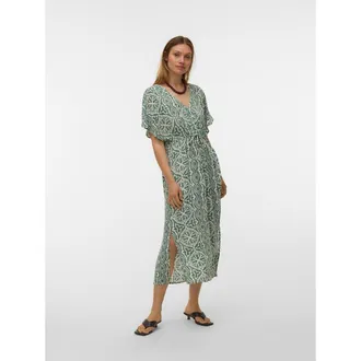 Vero Moda Bedrukte, lange jurk met korte mouwen en ceintuur