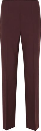 Alberta Ferretti Burgundy Tropical Wool Back Pockets Wool-Blend Straight-Leg Pants