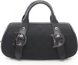 Dior Black Canvas Leather Handbag Tote Bag (Pre-Owned)