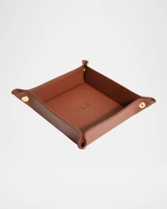Royce Leather Monogrammed Leather Catchall Valet Tray