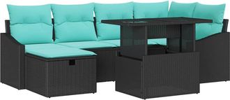 vidaXL Conjunto De Sof&aacute; De Jard&iacute;n 7 Uds. Rat&aacute;n Sint&eacute;tico Vidaxl