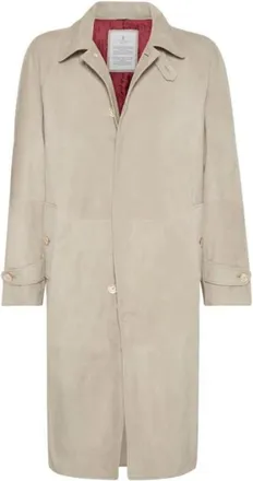 Brunello Cucinelli Light Beige Leather Coat, Size Medium