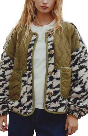 Next Mixed Media Jacket in Green at Nordstrom, Size X-Small