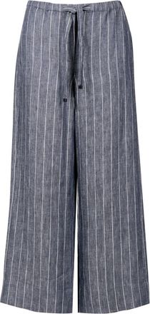 Max Mara Wijde broek - Dames - Wijde Broeken - Blauw - L - Linnen - Broeken
