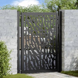 Berkfield Home Garden Gate Black 105x130 cm Steel Trace Design