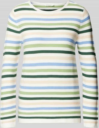 Tom Tailor Regular Fit Strickpullover aus reiner Baumwolle mit Streifenmuster in Hellgruen, Größe M