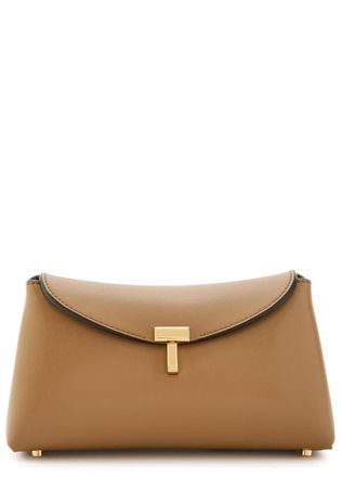 Toteme T-lock Mini Leather Clutch - Camel - One Size