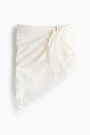 H&M Lace-trimmed Viscose Hip Scarf in Cream at Nordstrom
