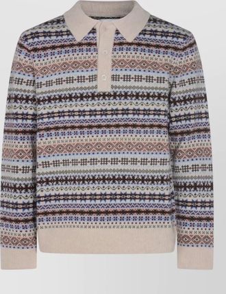 Nn.07 crewneck sweater patterned design ribbed cuffs hem