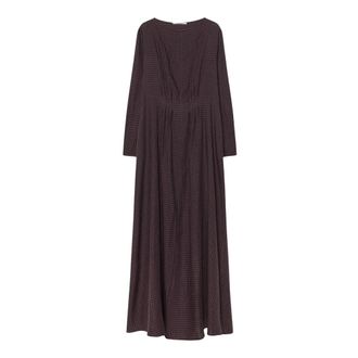 Pomandere Gingham Flanellen Jurk - Dames - Maxi kleedjes - Bruin - L - Kleedjes