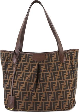 Fendi Brown Canvas Leather Tote Bag (Pre-Owned)