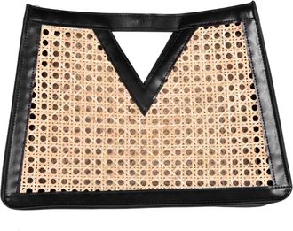 Adornia Black Rattan Kane Clutch