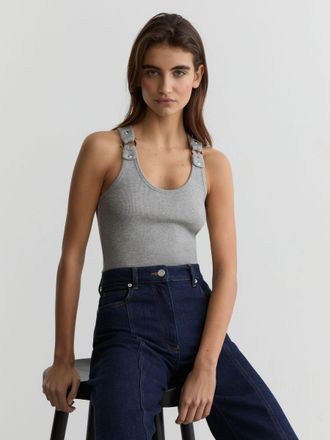 Reiss Grey Marl Stretch Hardware-detail Vest, XS