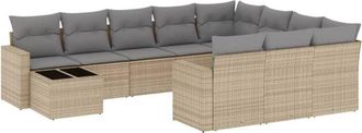 vidaXL Set De Sof&aacute;s De Jard&iacute;n 11pzas Con Cojines Rat&aacute;n Sint&eacute;tico Beige Vidaxl