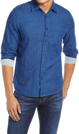 HIROSHI KATO Slim Fit Double Gauze Button-Up Shirt in Indigo at Nordstrom Rack, Size X-Large