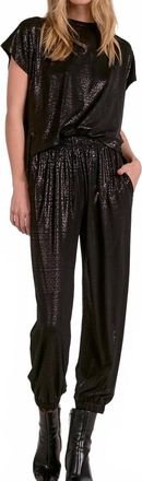Elan Mara Shimmer T-Shirt Jumpsuit In Black