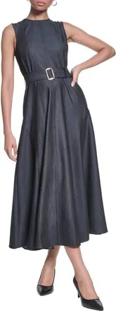 Karl Lagerfeld Belted Sleeveless Midi Dress in Indigo at Nordstrom, Size 12