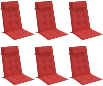 vidaXL Cojines De Silla Con Respaldo Alto 6 Uds Tela Oxford Rojo Vidaxl