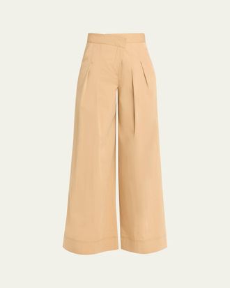 Veronica Beard Heron Pleated Wide-Leg Pants