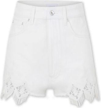Paco Rabanne Geometrisch Geborduurde Denim Shorts - Dames - Denim shorts - Wit - W30 - Denim - Korte Broeken