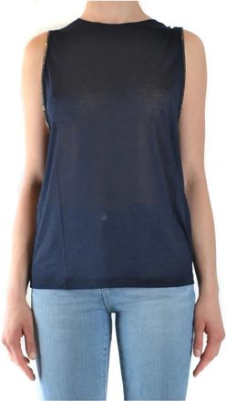 Dondup Stijlvolle Mouwloze Top - Dames - Tops zonder mouwen - Blauw - XS - Katoen - Tops