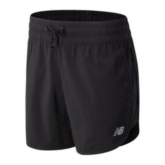 New Balance Womens Core 5 inch Short in Black Polywoven, size X-Large