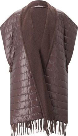 Herno Licht Poncho - Dames - Bodywarmers - Bruin - S - Wol - Jassen