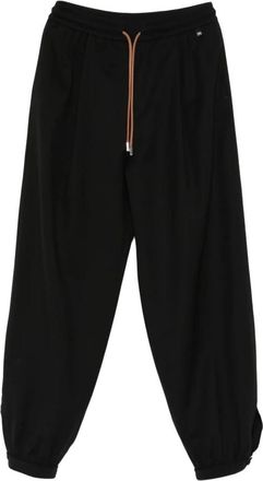 Herno Broek van scheerwol met elastaan - Dames - Wijde Broeken - Zwart - M - Wol - Broeken