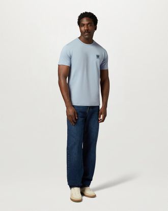 Belstaff Mens Short Sleeve Logo Detail T-Shirt in Pale Blue Cotton - Size X-Large
