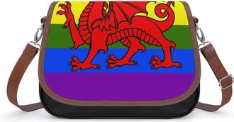 Generic Wales Flag Rainbow Small Womens Crossbody Bags Shoulder Handbag with Adjustable Strap for Travel