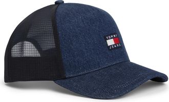 Tommy Jeans Trucker Cap TOMMY JEANS TJM HERTIAGE DENIM, Herren, denim schwarz 01, Denim/Jeans, Baumwolle, unifarben, Caps Trucker Cap, Regular fit mit festem Schi