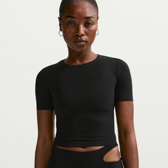 Nike Womens Zenvy Dri-FIT Short-Sleeve Top in Black | IB8964-010
