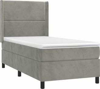 vidaXL Vidaxl - Cama Box Spring Colch&oacute;n Y Led Terciopelo Gris Claro 100x200 Cm
