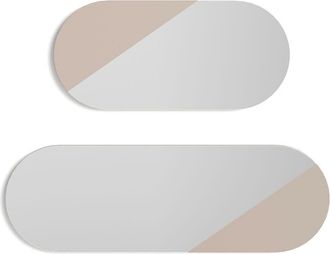 HERDASA Conjunto De 2 Espejos De Pared De La Colecci&oacute;n Mixes, En Mdf Con Detalle Frontal Y Bordes Lacados En Color Arena