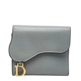 Dior Pre-owned Wallets, female, Gray, Size: ONE SIZE Pre-owned Saddle Lotus Wallet Bifold Wallet