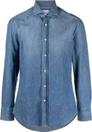 Brunello Cucinelli spread-collar denim shirt - men - Cotton - M - Blue