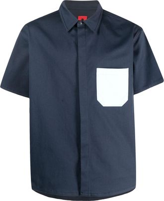 Ferrari contrast-pocket short-sleeve shirt - men - Elastane/Cotton - L - Blue