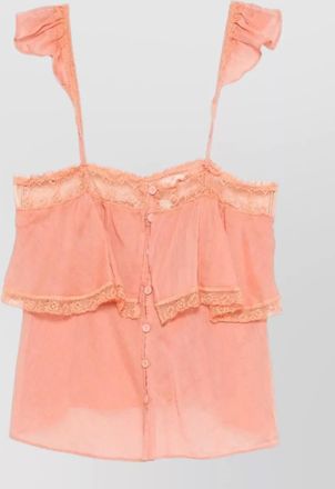 Forte_Forte tiered sleeveless top lace trim sheer