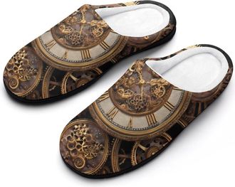 Generic Steampunk Steam Punk Gears Clock Mens Slippers Comfortable And Non-slip Cotton Slipper Shoe for House