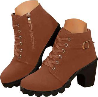 Generic Winter Boots For Women uk Ladies Ankle Boots Womens Snow Shoes Fur Lined Winter Combat Boot Warm Lace Up Flat Booties Comfy Fashion Outdoor Non Slip W