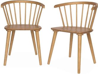 Sweeek Sweeek - Pair of chairs in walnut wood and plywood, Paula, Natural, 51x53x75 cm