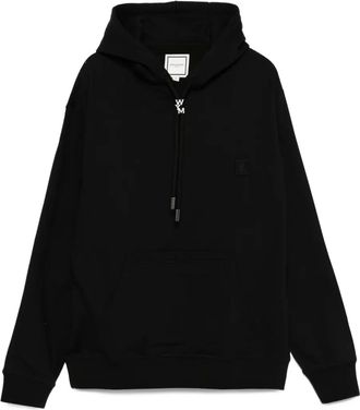 Wooyoungmi Felpa con coulisse e logo ricamato - Nero