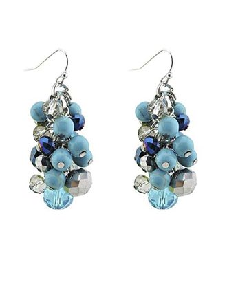 Liv Oliver Silver Plated Turquoise Crystal Cluster Earrings