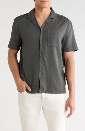 Faherty Hemp Blend & Organic Cotton Camp Shirt in Washed Charcoal at Nordstrom Rack, Size Xx-Large