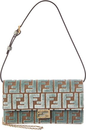Fendi Fendi Baguette Ff Velvet & Leather Wallet On Chain